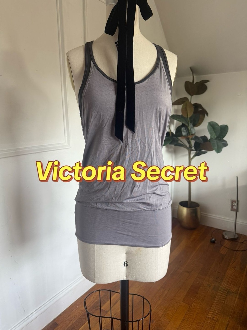 Victoria's Secret Light Gray Sports Tank with Dark Gray Trim
